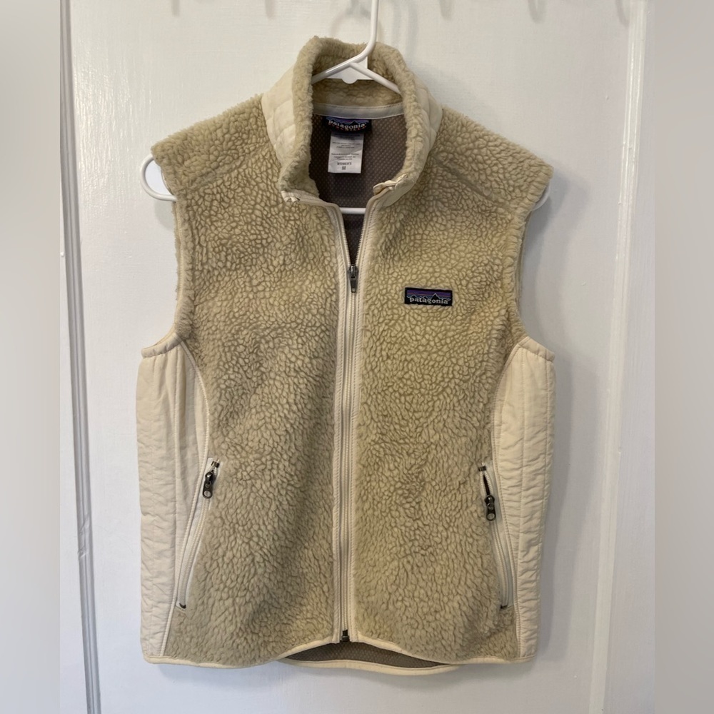Patagonia Retro-X Vest Natural White Mushroom Brown  Full Zip Medium
